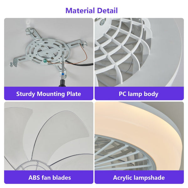 English Elm 18 Inch Smart Rgb Led Flush Mount Ceiling Fan with App Control for Low Ceilings W1340P461540