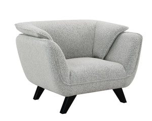 English Elm Nayeli Light Gray Boucle Chair with Pocket Coil Seat, Foam Cushions, Sturdy Pine Frame, 220lb Capacity B2726P265303