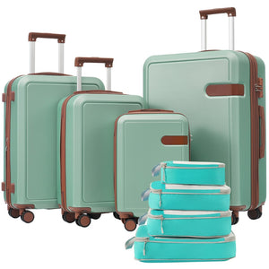 English Elm 4 Piece Hard Shell Abs Luggage Set with Spinner Wheels Tsa Lock and Packing Cubes Light Green N732P197378F