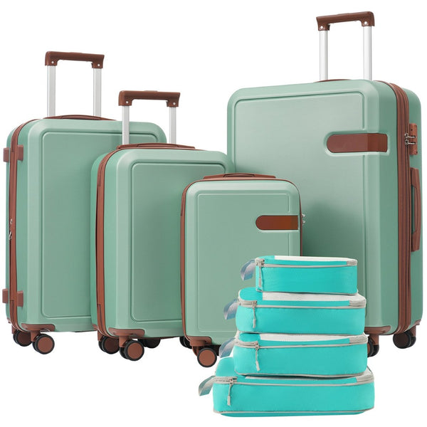 English Elm 4 Piece Hard Shell Abs Luggage Set with Spinner Wheels Tsa Lock and Packing Cubes Light Green N732P197378F