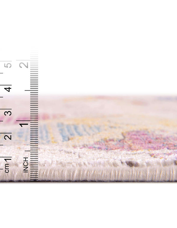 Unique Loom Deepa Static Trellis Machine Made Trellis Rug Multi, Beige/Blue/Orange/Pink 2' 6" x 12' 2"