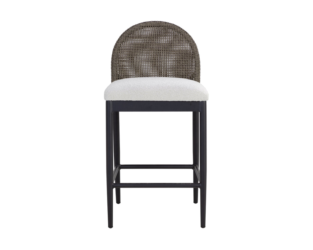 Sunpan Calandri Counter Stool - Stylish Outdoor Seating with Comfort, Durable Fabric & Chic Wicker Design Black / Louis Cream