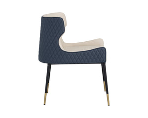 Sunpan Gianni Dining Chair - Elegant Faux Leather Upholstery with Diamond Stitching and Gold Accents Dillon Cream / Dillon Thunder