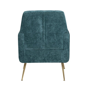 Crestview Collection Modern Accent Chair - Stylish Upholstered Furniture With Button Tufting And Gold Legs For Any Room Blue Polyester Evfzr4352pblu
