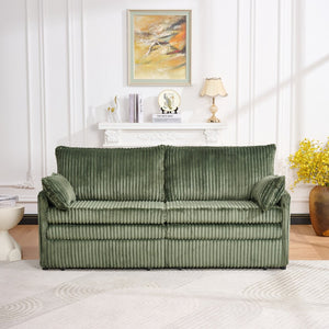 English Elm 73"convertible Corduroy Sleeper Sofa with Usb Port and Side Pocket for Studio Apartments Green W3373P405037
