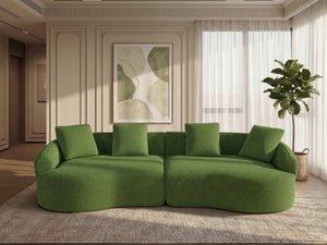 English Elm 110-inch Curved Chenille Modular Cloud Sofa Four Seat Plush Lounge for Living Room Green W5527S00005