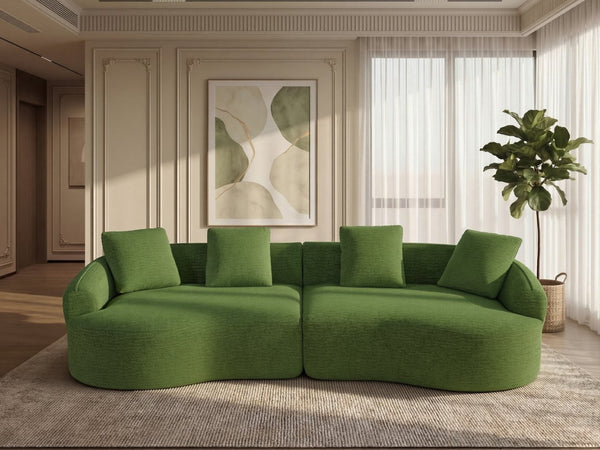 English Elm 110-inch Curved Chenille Modular Cloud Sofa Four Seat Plush Lounge for Living Room Green W5527S00005