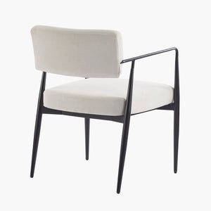 English Elm Christopher Knight Home® - Nora Mid-Century Dining Arm Chair with Foam-Padded High Back, Textured Fabric & Sturdy Metal Legs Beige,Black 30.7 L x 25.2 W x 19.7 H N776P272040I