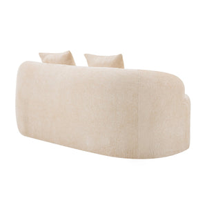English Elm Beige Curved Loveseat Sofa with Round Arms, 2 Pillows, Foam+Spring Comfort, No Assembly, Compact Stylish Seating W3612P348747