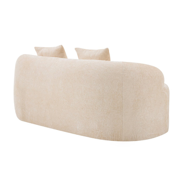 English Elm Beige Curved Loveseat Sofa with Round Arms, 2 Pillows, Foam+Spring Comfort, No Assembly, Compact Stylish Seating W3612P348747