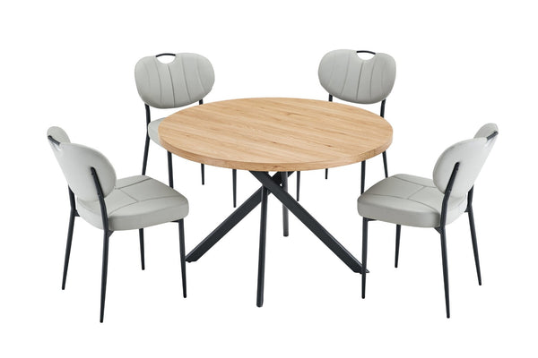 English Elm Round Foldable Mdf Dining Table with Radial Legs for Small Space Bistro Interiors Oak W3493P462093