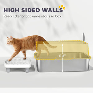 English Elm Pet Feeder Storage Cabinet with Raised Bowls Tempered Glass Door and White Mdf Build T3971P402254