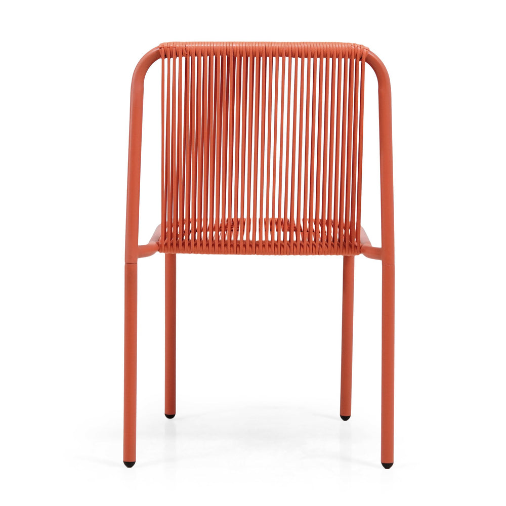 English Elm Christopher Knight Home® - Burgess Weather-Resistant Outdoor Stacking Dining Chair Set of 2 — UV-Proof PE Rattan with Iron Frame Orange 23.75 L x 20.9 W x 19.5 H N776P234186O