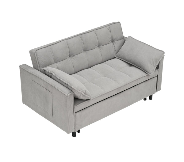 English Elm 54.30-inch Modern Two-Seat Sofa Bed with Pull-Out, Solid Wood Frame, Sponge Cushions, 500lb Capacity Gray W1658P176558