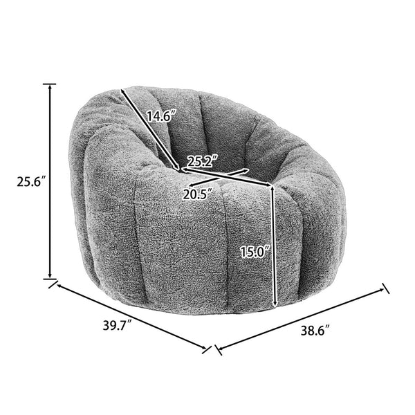 English Elm Bean Bag Lounge Chair Faux Fur Memory Foam Fill Ergonomic Armrests for Adults W2200P302149