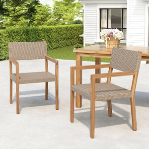 English Elm Christopher Knight Home® - Outdoor Dining Chairs Set of 2 with Acacia Wood Frame & PE Wicker, 400lb Capacity, Modern Patio Style N779P251251L