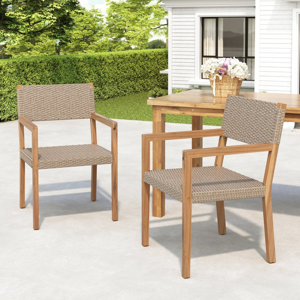 English Elm Christopher Knight Home® - Outdoor Dining Chairs Set of 2 with Acacia Wood Frame & PE Wicker, 400lb Capacity, Modern Patio Style N779P251251L