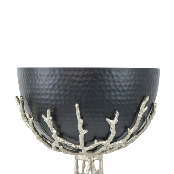 English Elm 11x11x13.8" Aluminum Twig Stand Bowl Nickel Matte Black Organic Modern Centerpiece W2078P489709