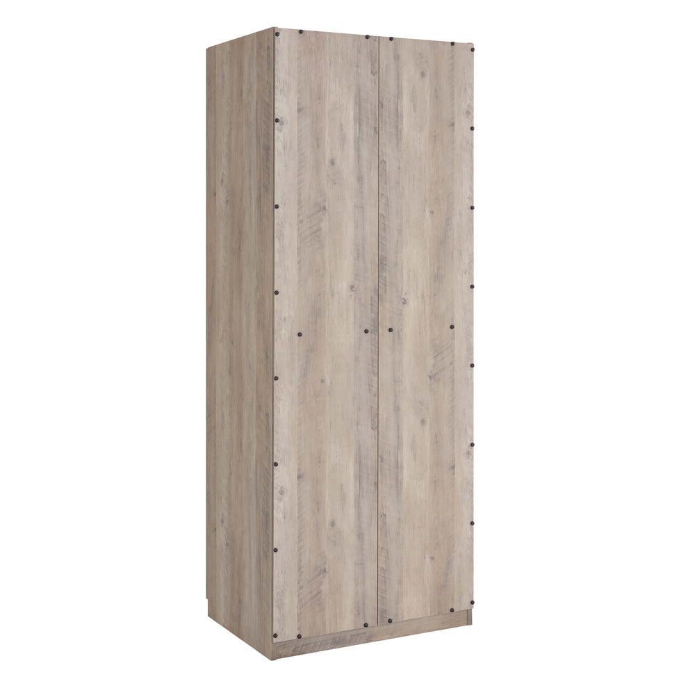 English Elm Lee 32" Rustic Gray Wardrobe Closet – Stylish Space-Saving Design With Soft-Close Doors & Easy Assembly B365S00128