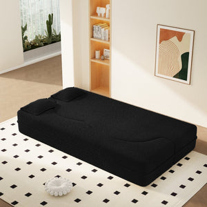 English Elm Modern Corduroy Floor Sofa Foldable Twin Sleeper Foam Filled for Compact Living Spaces Black W1885P435359