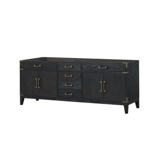 English Elm Black Oak Double Bath Vanity - Elegant 84" Storage Solution With Soft-Close Drawers & Classic Charm B2731P260973