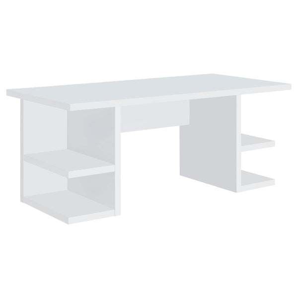 English Elm Hannah Contemporary White 4-Shelf Writing Desk with Open Side Storage, Spacious 70.75" Surface B062P351421
