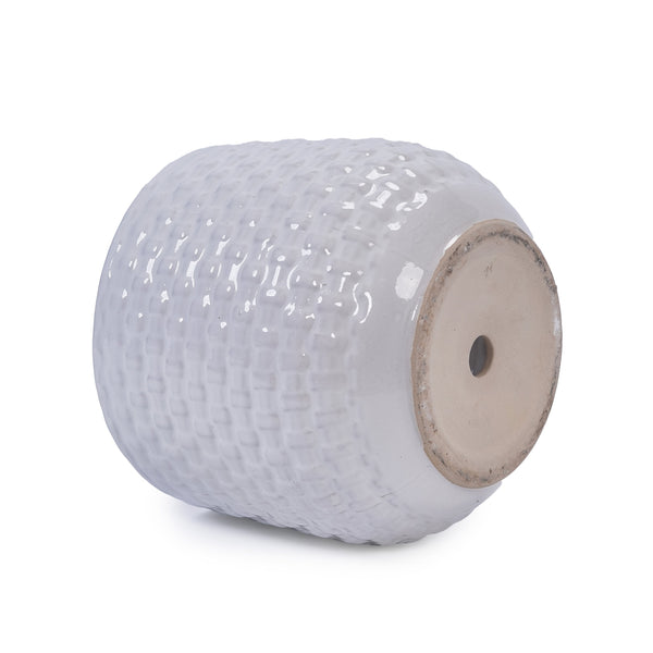 English Elm 3 Pieces Ceramic Flowerpot Set - Elegant Matte White Planters For Modern Home Décor & Gardens W3273P321548