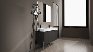 English Elm 60" Freestanding Bathroom Vanity with Dual Resin Sinks, Spacious Soft-Close Cabinet Storage, Durable Finish Dark Oak W1972S00016