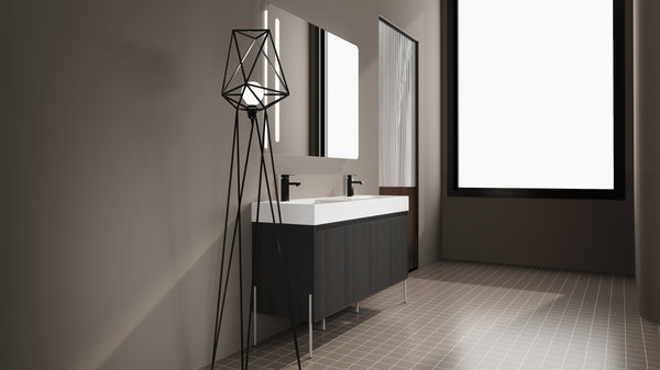 English Elm 60" Freestanding Bathroom Vanity with Dual Resin Sinks, Spacious Soft-Close Cabinet Storage, Durable Finish Dark Oak W1972S00016