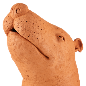 Sam the Mutt Terracotta Sculpture - Whimsical Handmade Dog Art by Thai Artist Nhut Nhathawut