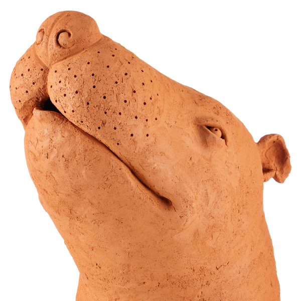 Sam the Mutt Terracotta Sculpture - Whimsical Handmade Dog Art by Thai Artist Nhut Nhathawut
