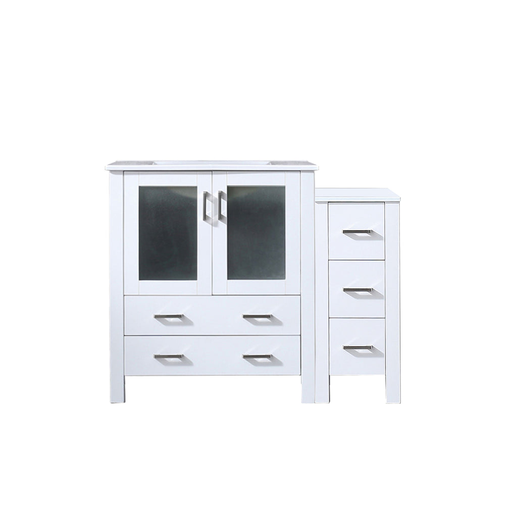 English Elm White Single Bath Vanity 42" W x 18.25" D with Side Cabinet, Soft-Close Drawers, Scratch-Resist Top B2731S00966
