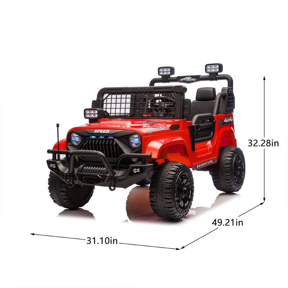 English Elm 24v Two Seater Kids Ride on Truck with Parental Remote and Four Wheel Suspension W1578P375445