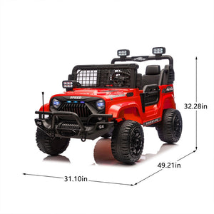 English Elm 24v Two Seater Kids Ride on Truck with Parental Remote and Four Wheel Suspension W1578P375445