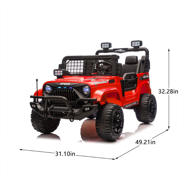 English Elm 24v Two Seater Kids Ride on Truck with Parental Remote and Four Wheel Suspension W1578P375445