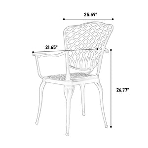 English Elm 3 Piece Patio Bistro Set - Elegant Cast Aluminum Table & Chairs, All-Weather Outdoor Furniture, Black W640P251285