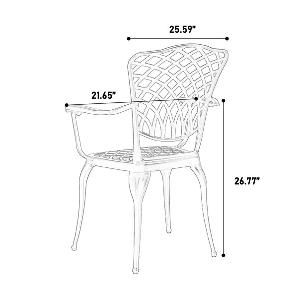 English Elm 3 Piece Patio Bistro Set - Elegant Cast Aluminum Table & Chairs, All-Weather Outdoor Furniture, Black W640P251285