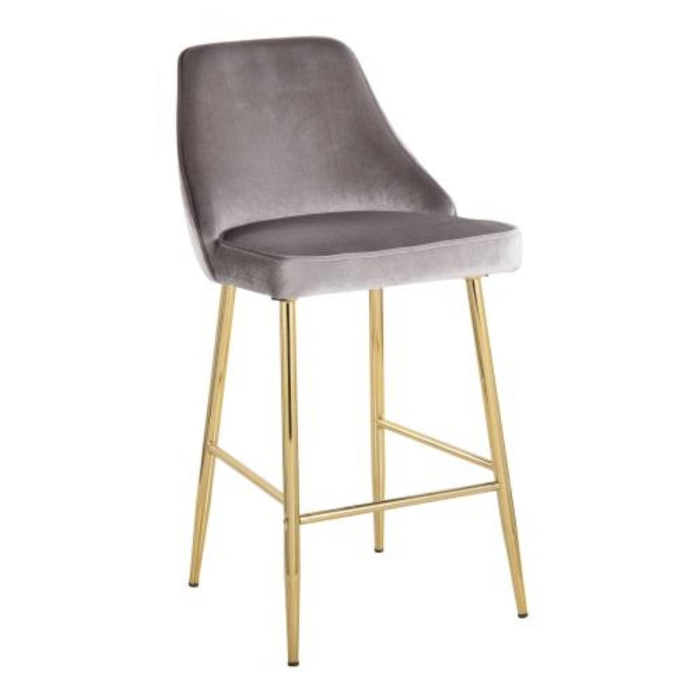 English Elm Contemporary Velvet Upholstered Counter Stools with Gold Tapered Legs Glam Bar Pair B202P221783