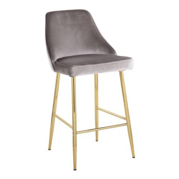 English Elm Contemporary Velvet Upholstered Counter Stools with Gold Tapered Legs Glam Bar Pair B202P221783