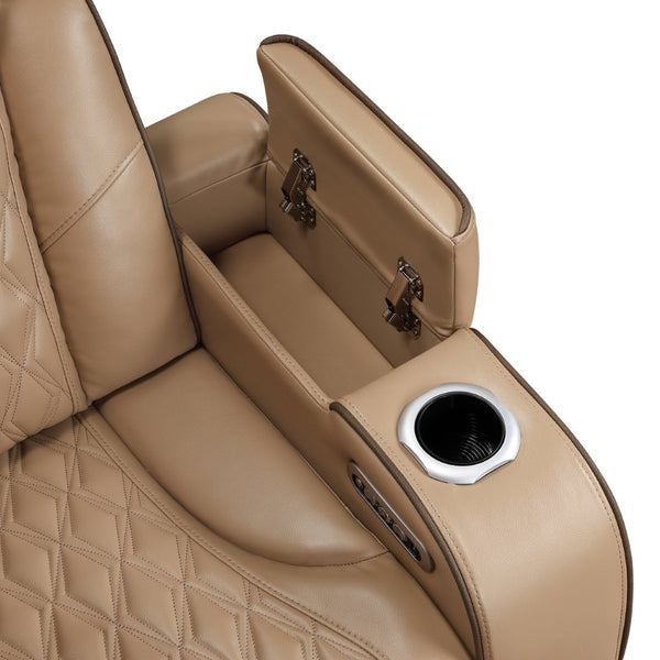 English Elm Fortuner Power Reclining Sofa Set with Led Lighting Massage and Faux Leather B009S02222