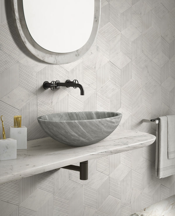 English Elm Carrara Gray Marble Vessel Sink – Semi-Polished Natural Stone Elegance For Luxurious Bathrooms W1696P333278