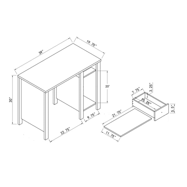 English Elm Student desk Compact 39"W Writing Desk with Hutch, Smooth Keyboard & Catch-All Drawers, Sturdy White B107P270511