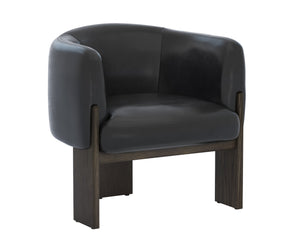 Sunpan Trine Lounge Chair - Luxurious Comfort with Unique Shape and Handcrafted Wood Base for Any Home Style Dark Brown / Vintage Black Night Leather