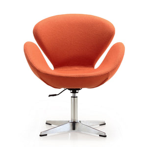 English Elm Raspberry Upholstered Swivel Lounge Chair with Adjustable Height, Polished Chrome Base & Modern Seat Design Orange B365P397964