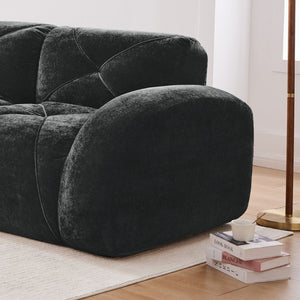 English Elm 110''boneless Velvet Sectional Sofa Modular Cloud Seating with Tufted Cushions for Living Rooms Black W714S01626