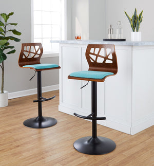 English Elm Adjustable Swivel Barstools Mid-century Metal and Walnut Base Set of 2 for Kitchen B202S02180
