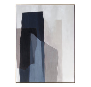 Basset Mirror Salone Hand-painted Canvas Art In Elegant Gold Frame – Elevate Your Space With Refined Decor Blue Canvas,Wood,Resin Frame 7300-927