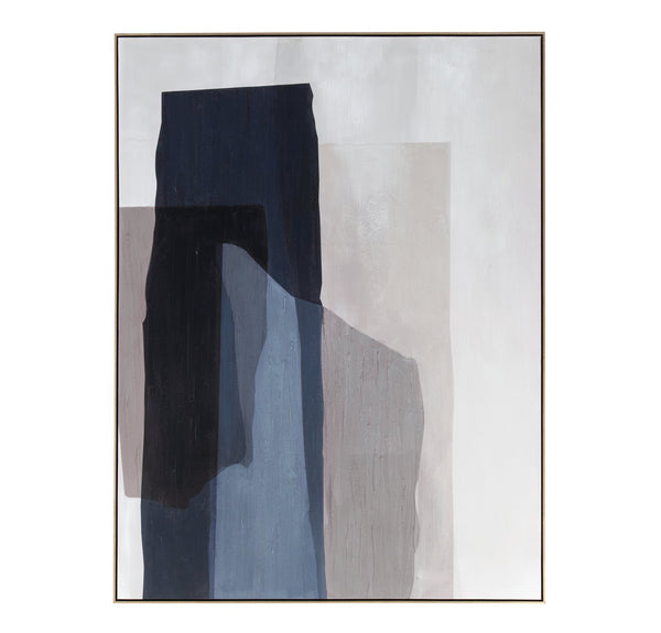 Basset Mirror Salone Hand-painted Canvas Art In Elegant Gold Frame – Elevate Your Space With Refined Decor Blue Canvas,Wood,Resin Frame 7300-927