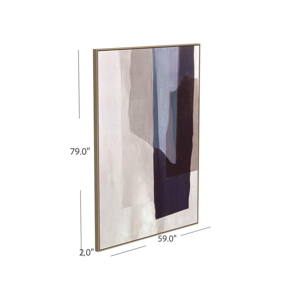 Basset Mirror Salone Hand-painted Canvas Art In Elegant Gold Frame – Elevate Your Space With Refined Decor Blue Canvas,Wood,Resin Frame 7300-927