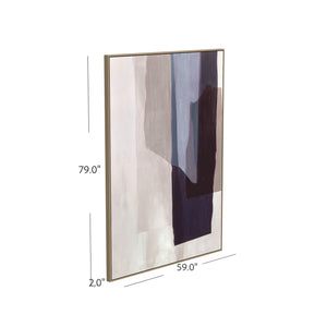 Basset Mirror Salone Hand-painted Canvas Art In Elegant Gold Frame – Elevate Your Space With Refined Decor Blue Canvas,Wood,Resin Frame 7300-927